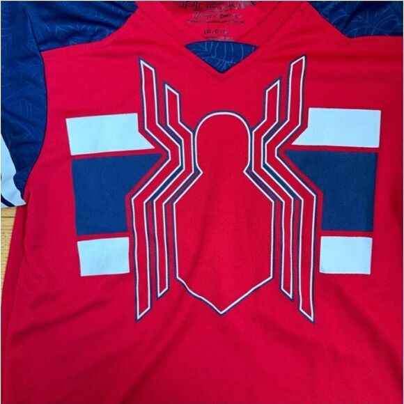 Marvel Spider-Man Homecoming Jersey Boys L Red Blue Athletic Graphic Design NEW - Picture 3 of 4